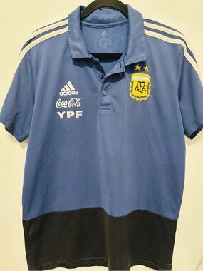 ADIDAS Asociación de Futbol Argentina Blue & Black AFA Logo Embroidered Polo XL